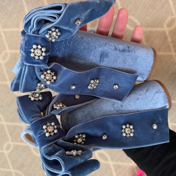 ANTONIO MELANI x Nicola Barbie - Lila Blue Velvet Embellished Heels - Picture 4 of 7